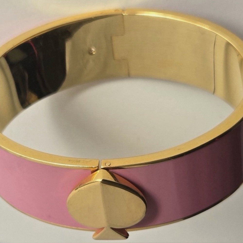 Kate Spade Pink & Gold Heritage Hinged Bracelet 1 inch *Matching Earrings Avail